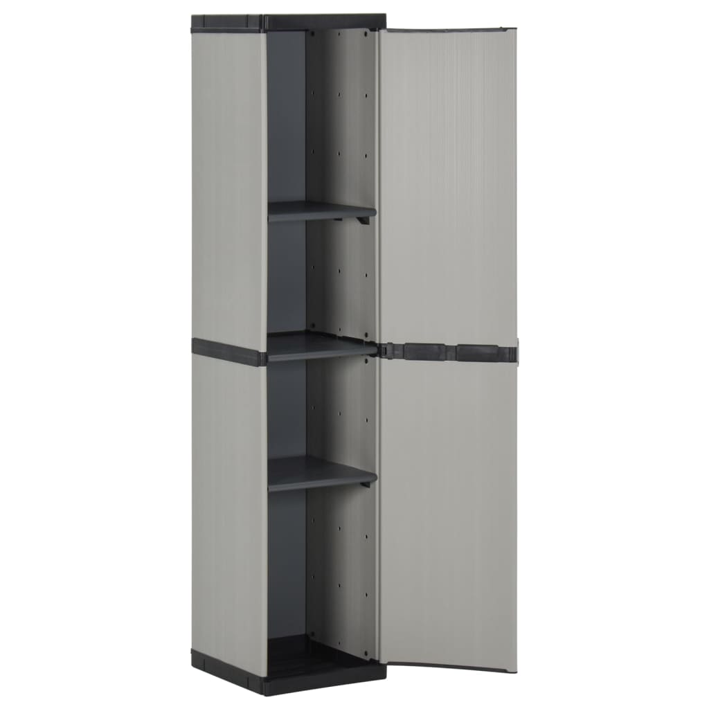Armadietto da Giardino con 3 Ripiani Grigio e Nero 34x40x168 cm | homemem39
