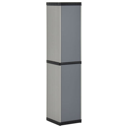 Armadietto da Giardino con 3 Ripiani Grigio e Nero 34x40x168 cm