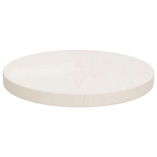 Piano Tavolo Bianco Ø30x2,5 cm in Legno Massello di Pino