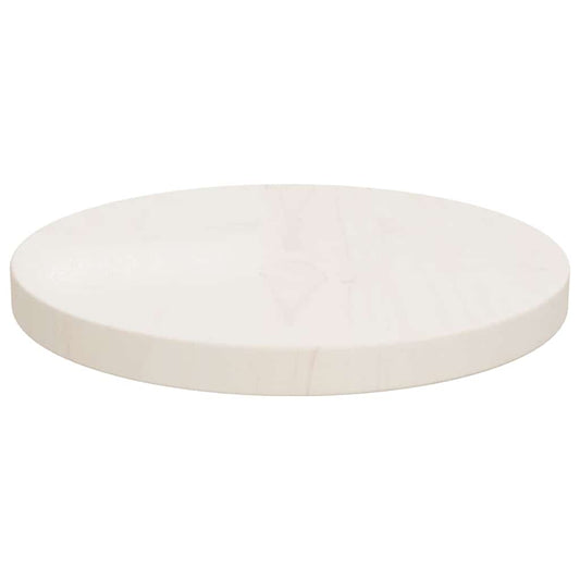 Piano Tavolo Bianco Ø30x2,5 cm in Legno Massello di Pino