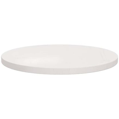 Piano Tavolo Bianco Ø50x2,5 cm in Legno Massello di Pino