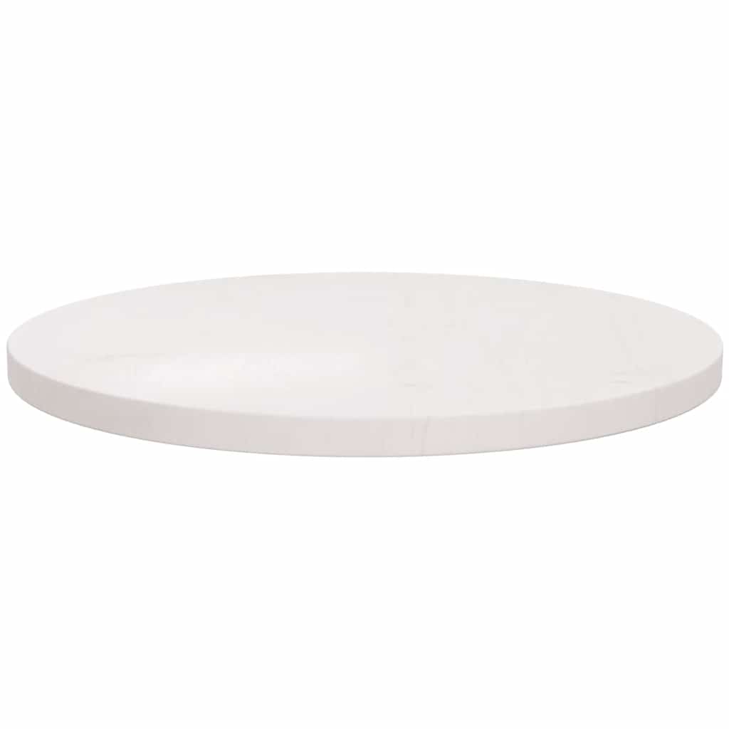 Piano Tavolo Bianco Ø60x2,5 cm in Legno Massello di Pino | homemem39