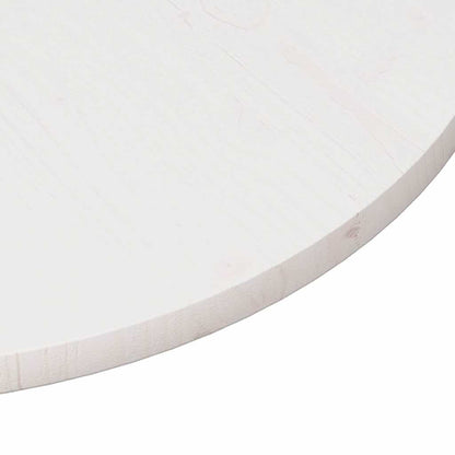 Piano Tavolo Bianco Ø90x2,5 cm in Legno Massello di Pino | homemem39