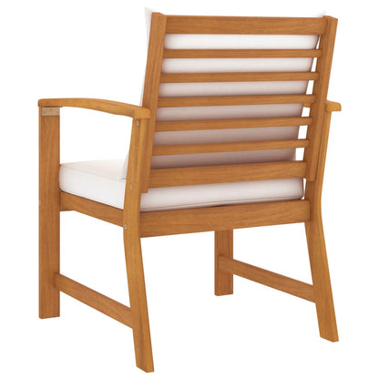 Garden Chairs 2 pcs with Cream Cushions in Solid Acacia Wood