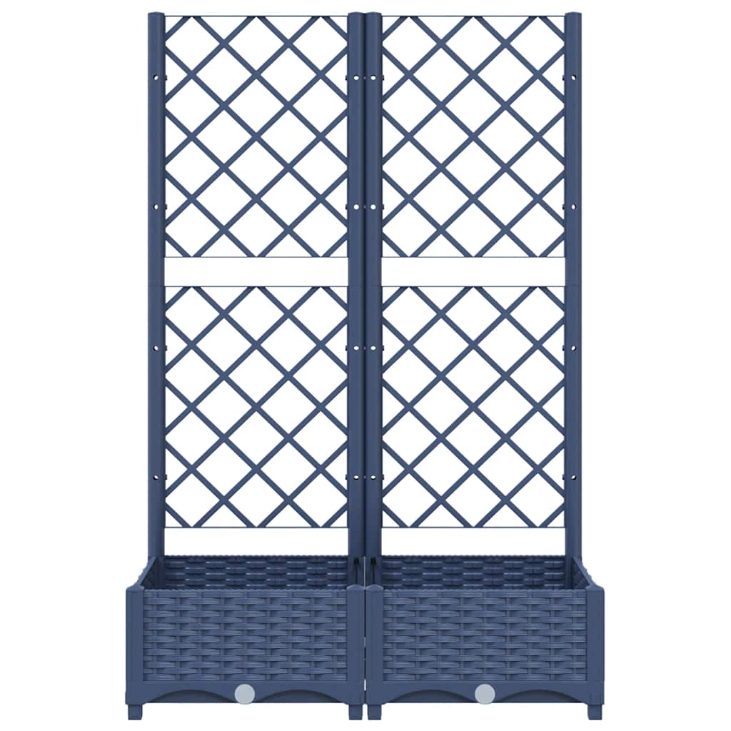 Fioriera da giardino con traliccio blu grigio 80x40x121,5 cm PP | homemem39