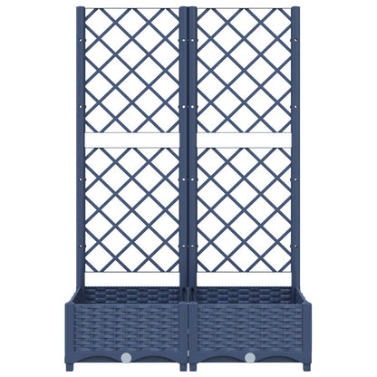 Fioriera da giardino con traliccio blu grigio 80x40x121,5 cm PP