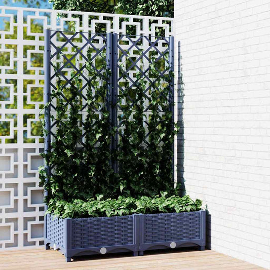 Fioriera da Giardino e Graticcio Grigio Blu 80x40x121,5 cm PP - homemem39
