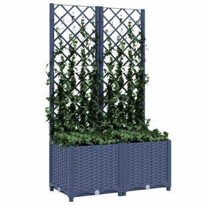 Fioriera da giardino con traliccio blu grigio 80x40x136 cm PP