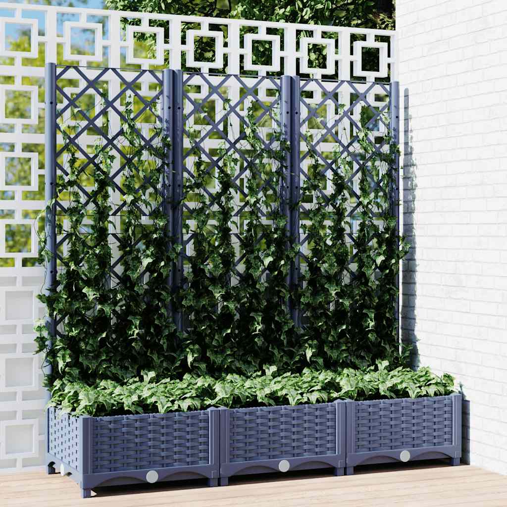 Fioriera da Giardino e Graticcio Grigio Blu 120x40x121,5 cm PP