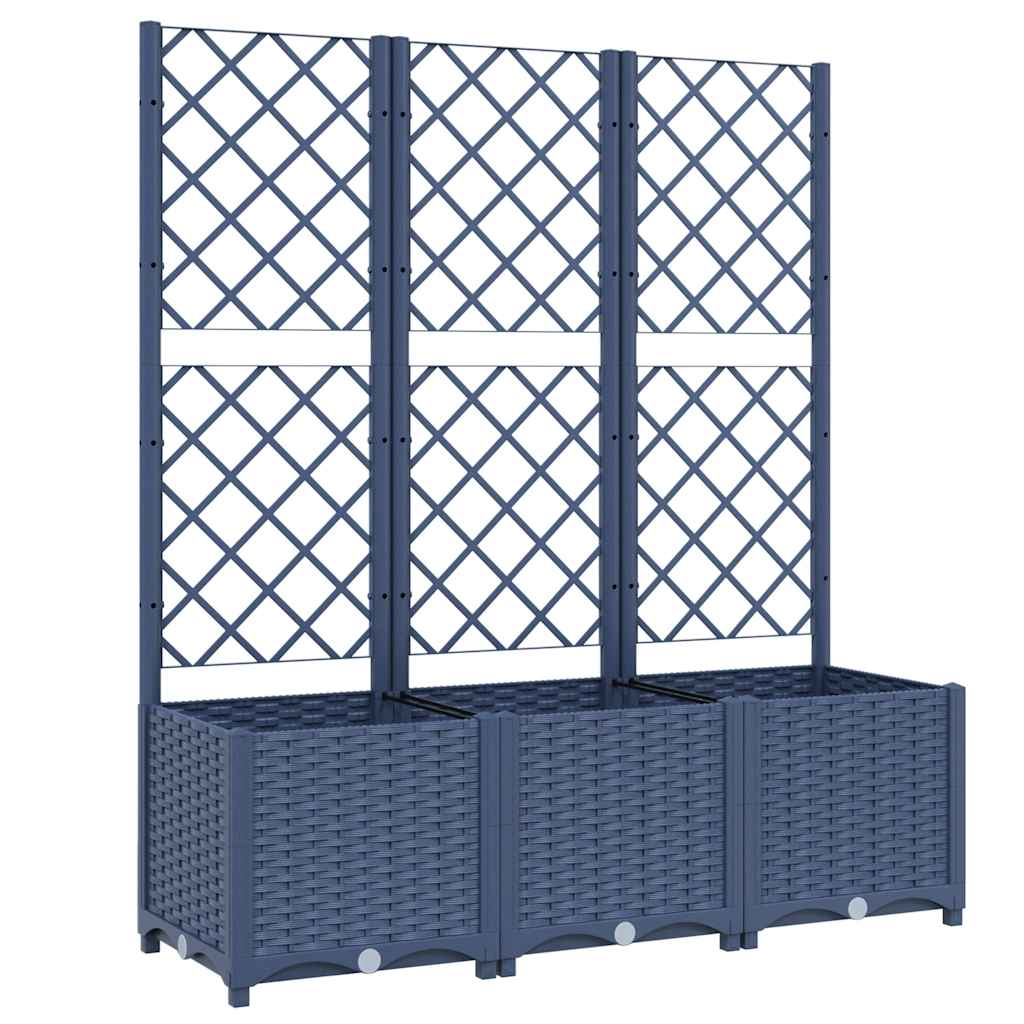 Fioriera da Giardino con Graticcio Grigio Blu 120x40x136 cm PP