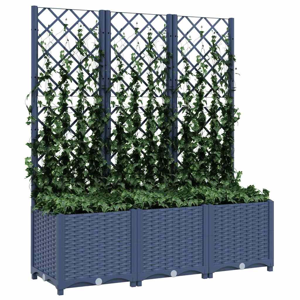 Fioriera da Giardino con Graticcio Grigio Blu 120x40x136 cm PP - homemem39