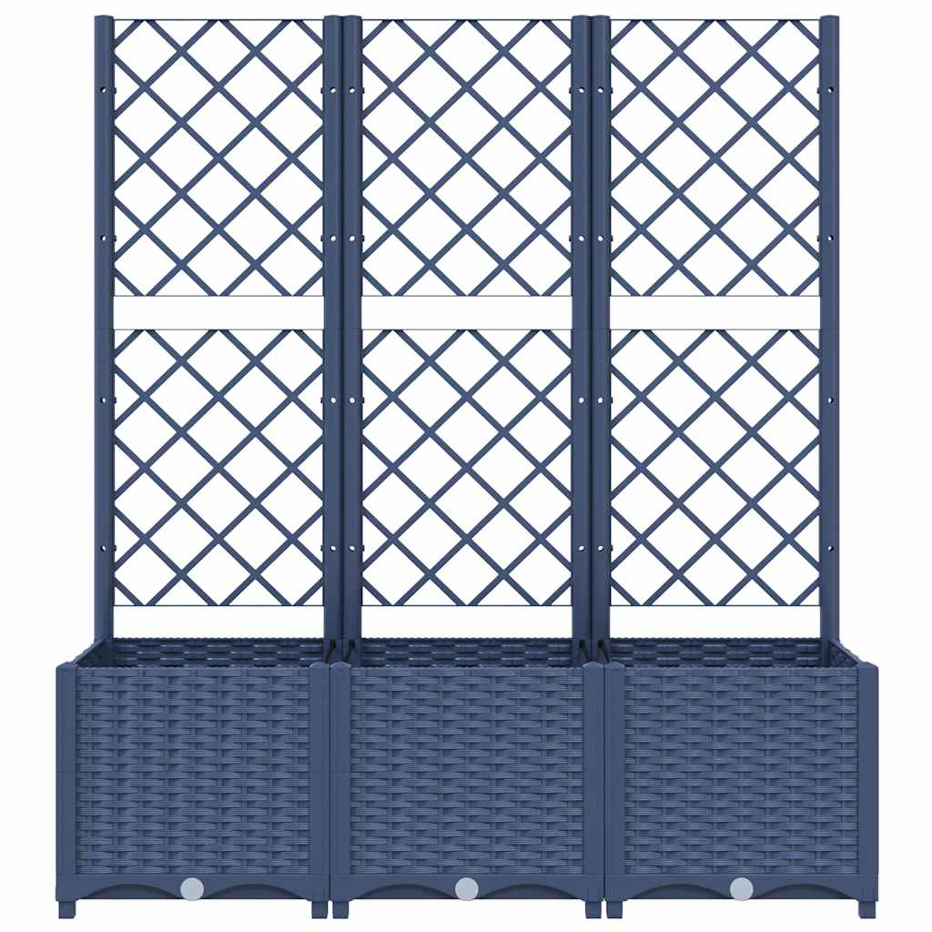 Fioriera da Giardino con Graticcio Grigio Blu 120x40x136 cm PP | homemem39