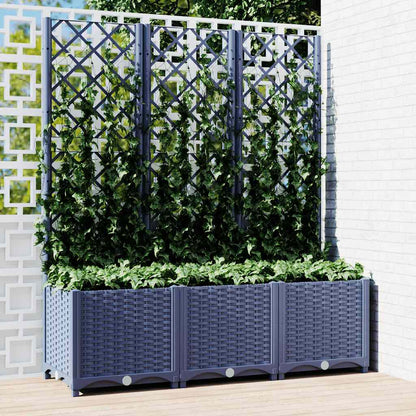 Fioriera da Giardino con Graticcio Grigio Blu 120x40x136 cm PP - homemem39