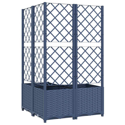 Fioriera da Giardino con Graticcio Grigio Blu 80x80x136 cm PP