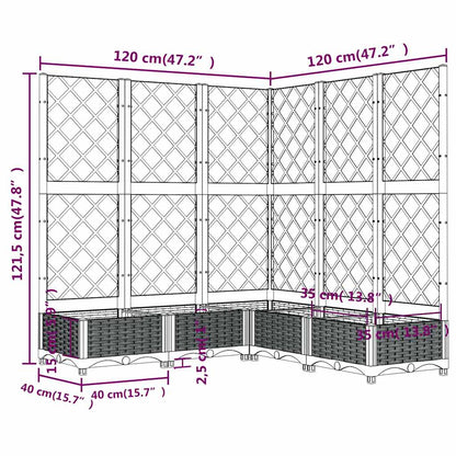 Fioriera Giardino e Graticcio Grigio Blu 120x120x121,5 cm PP