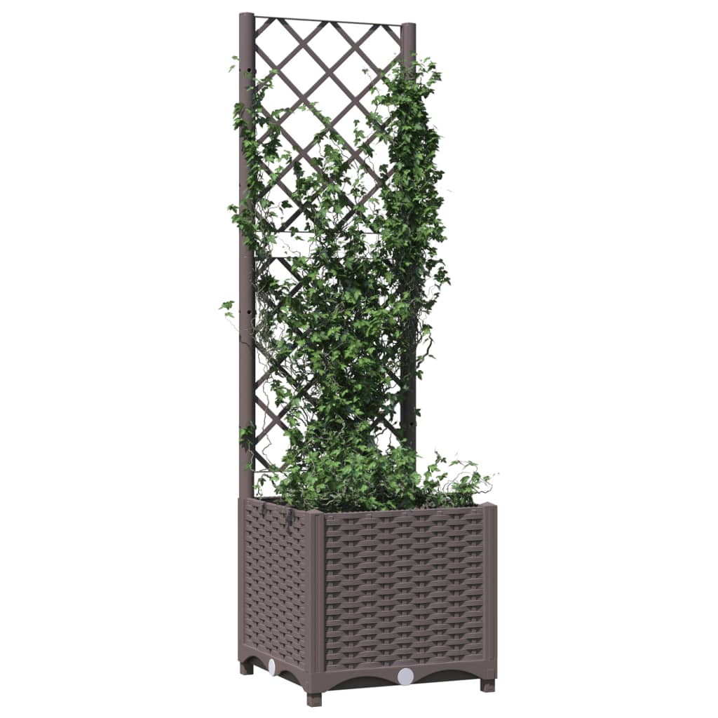 Fioriera da Giardino con Graticcio Marrone 40x40x136 cm in PP | homemem39