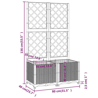 Fioriera da Giardino con Graticcio Marrone 80x40x136 cm in PP