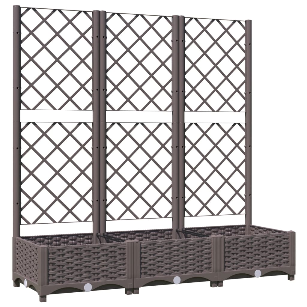 Fioriera da giardino con traliccio marrone 120x40x121,5 cm PP