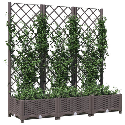 Fioriera da giardino con traliccio marrone 120x40x121,5 cm PP