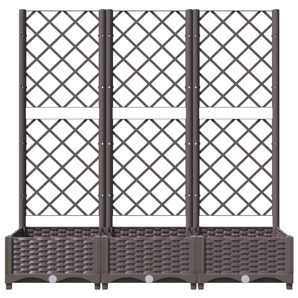 Fioriera da giardino con traliccio marrone 120x40x121,5 cm PP