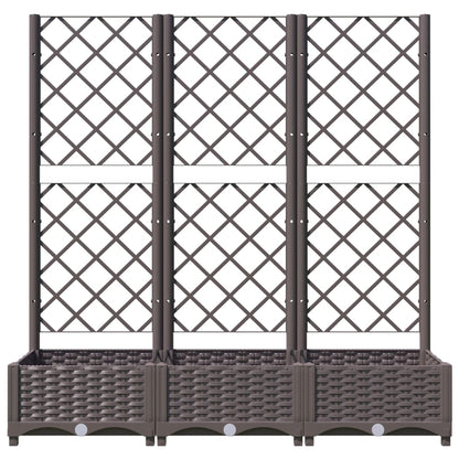 Fioriera da giardino con traliccio marrone 120x40x121,5 cm PP