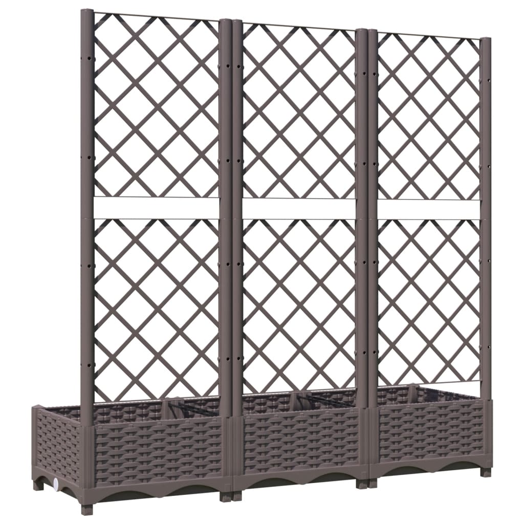Fioriera da giardino con traliccio marrone 120x40x121,5 cm PP