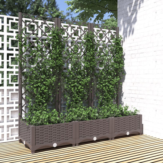 Fioriera da giardino con traliccio marrone 120x40x121,5 cm PP