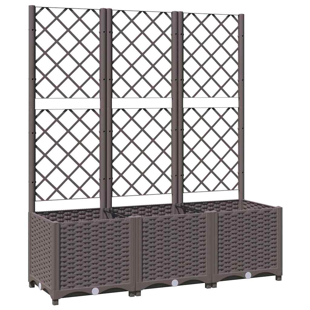 Fioriera da giardino con traliccio marrone 120x40x136 cm PP