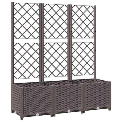 Fioriera da giardino con traliccio marrone 120x40x136 cm PP