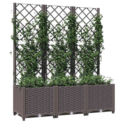 Fioriera da giardino con traliccio marrone 120x40x136 cm PP