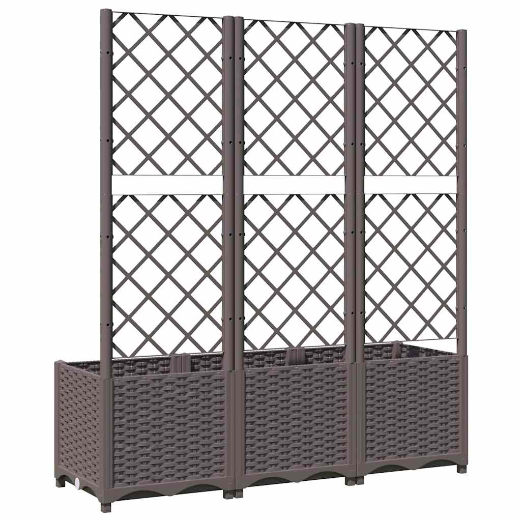 Fioriera da giardino con traliccio marrone 120x40x136 cm PP