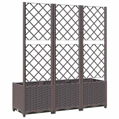 Fioriera da giardino con traliccio marrone 120x40x136 cm PP