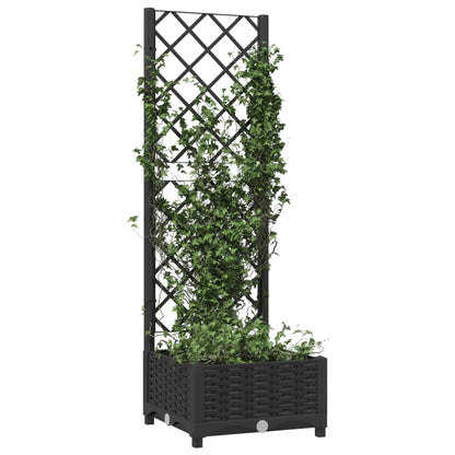 Fioriera da giardino con traliccio nera 40x40x121,5 cm PP
