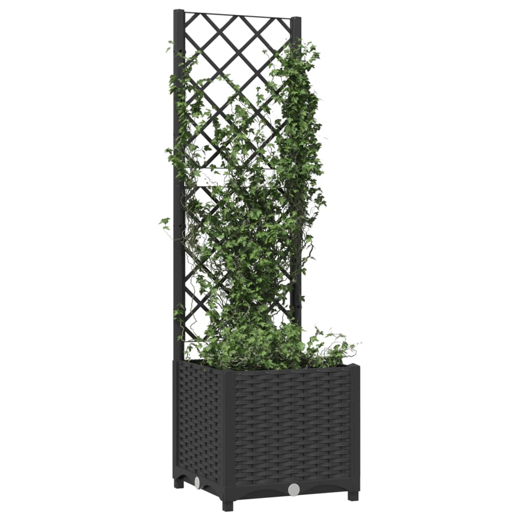 Fioriera da giardino con traliccio nera 40x40x136 cm PP