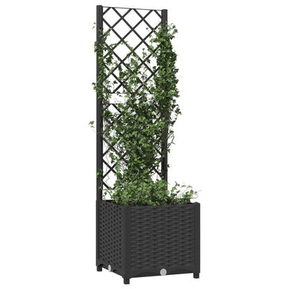 Fioriera da giardino con traliccio nera 40x40x136 cm PP
