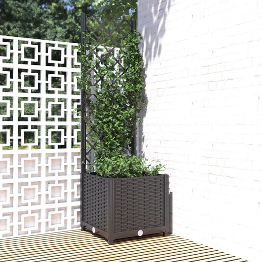 Fioriera da giardino con traliccio nera 40x40x136 cm PP