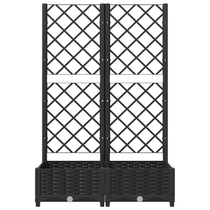Fioriera da giardino con traliccio nera 80x40x121,5 cm PP