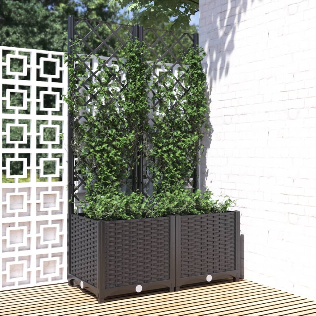 Fioriera da Giardino con Graticcio Nero 80x40x136 cm in PP - homemem39