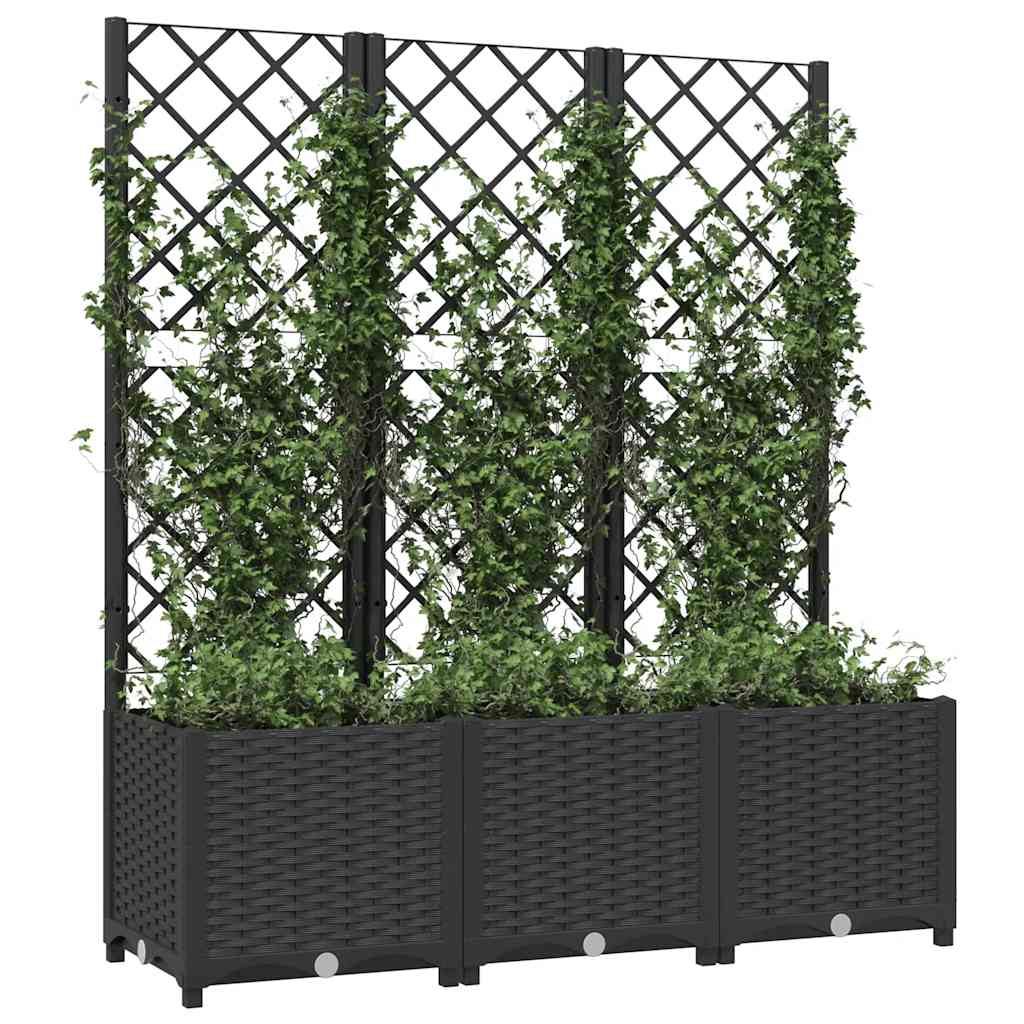 Fioriera da giardino con traliccio nera 120x40x136 cm PP | homemem39