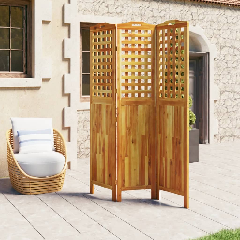 Divisorio a 3 Pannelli 121,5x2x180 cm Legno Massello di Acacia | homemem39