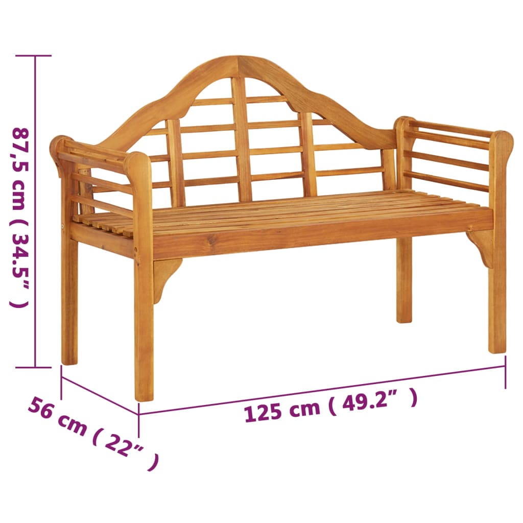 Panchina da Giardino 125 cm Legno Massello di Acacia - homemem39
