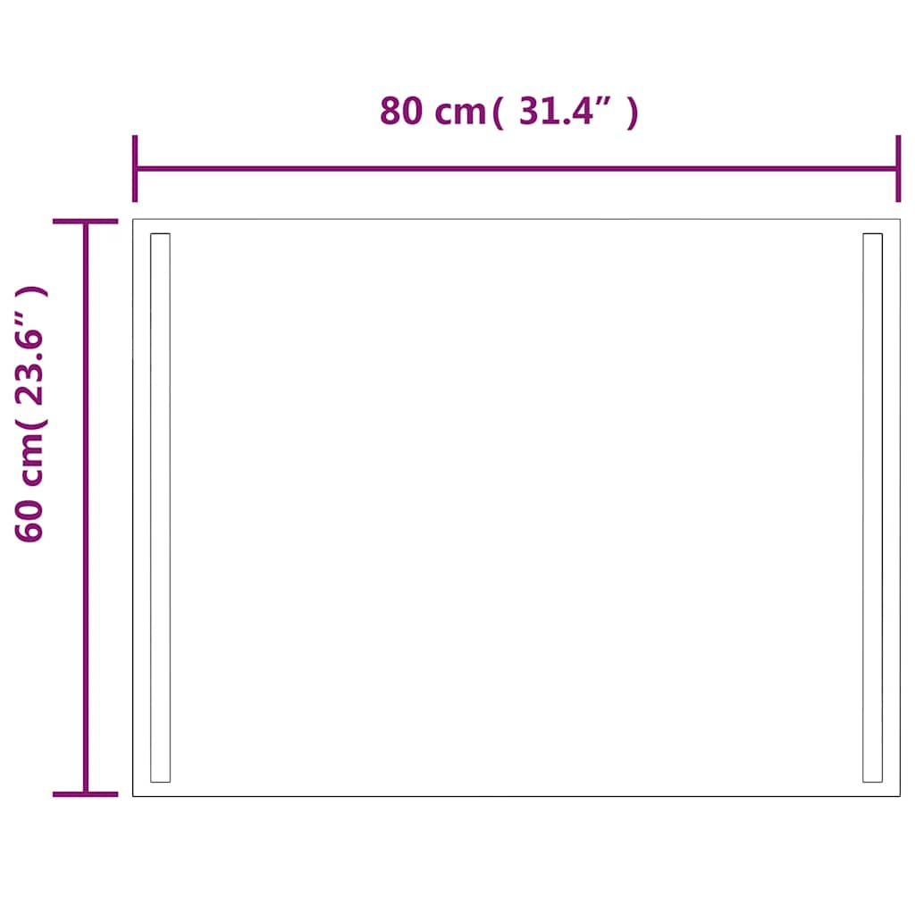 Specchio da Bagno con Luci LED 80x60 cm