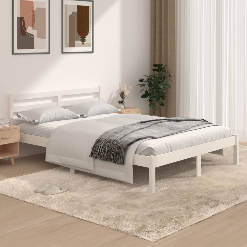 Giroletto in Legno Massello 135x190 cm Bianco Small Double - homemem39