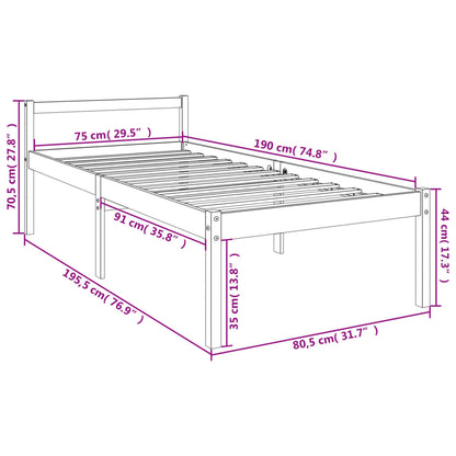 Letto per Anziani 75x190 cm Small Single Legno Massello di Pino - homemem39