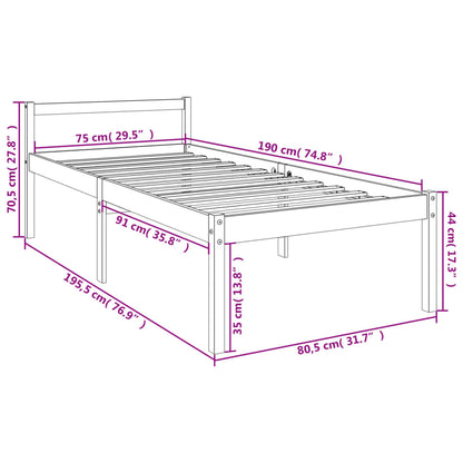 Letto per Anziani Bianco 75x190 cm Small Single Legno di Pino - homemem39