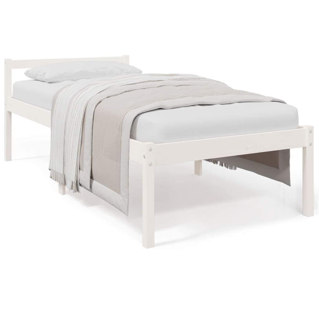 Letto per Anziani Bianco 90x190 cm Single in Legno di Pino - homemem39