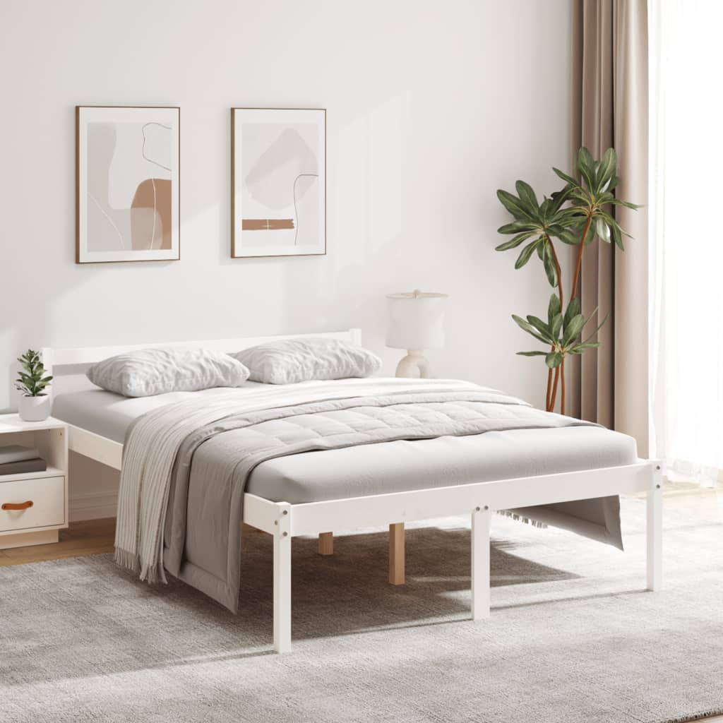 Letto per Anziani Bianco 120x190 cm Small Double Legno di Pino - homemem39