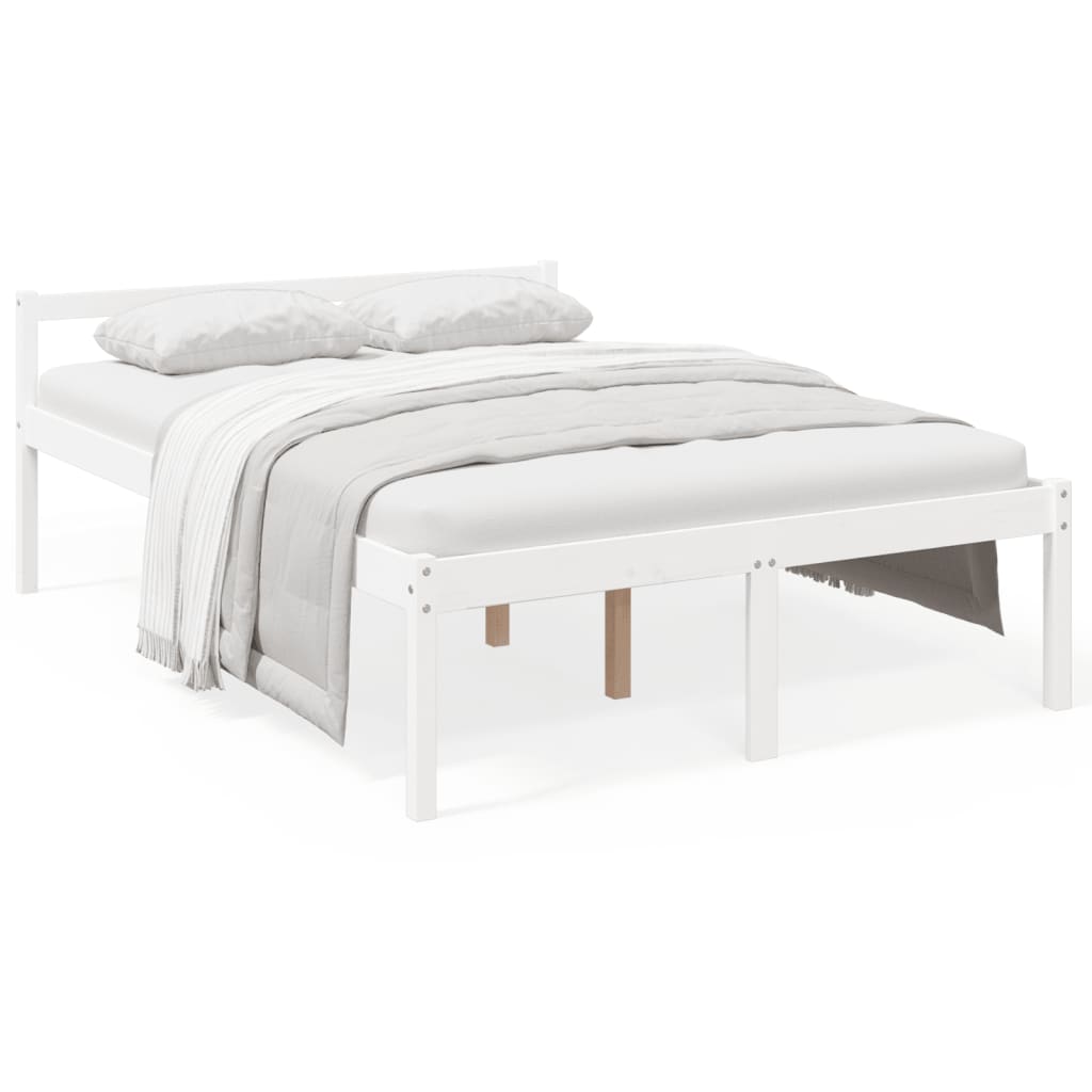 Letto per Anziani Bianco 135x190 cm Double in Legno di Pino - homemem39