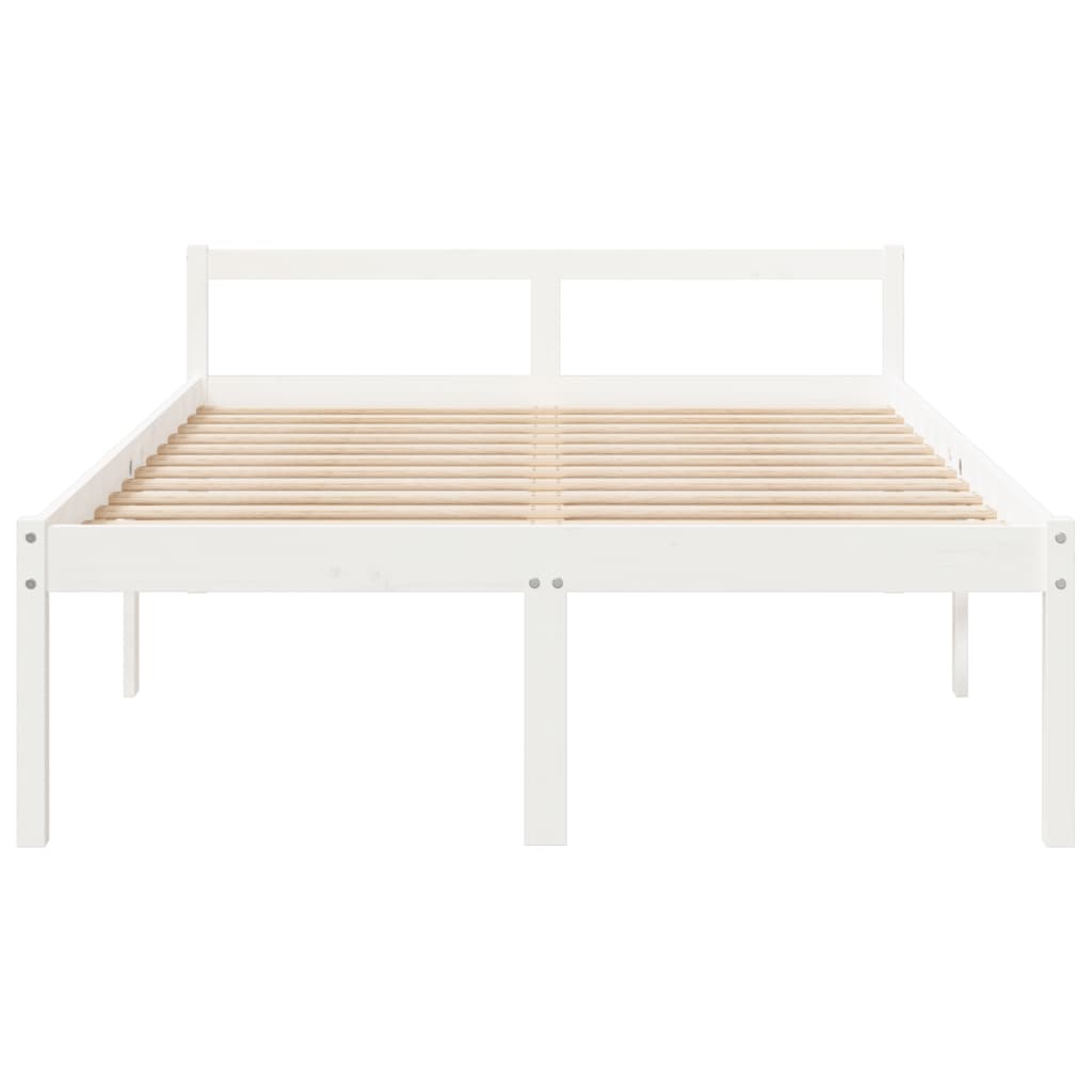 Letto per Anziani Bianco 140x190 cm in Legno Massello di Pino