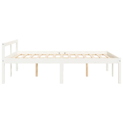 Letto per Anziani Bianco 140x190 cm in Legno Massello di Pino